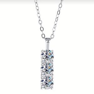 2pc Silver Moissante Pendant and Earrings Set Stylish Design.